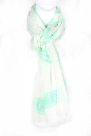 Woven Leaf Fringe Scarf