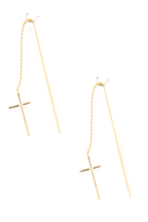 Metal Cross Threader Earrings