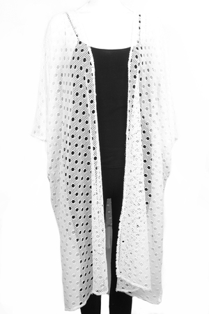 Woven Mesh Open Polka Dota Poncho