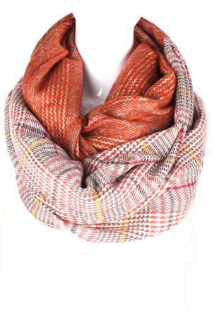 Checkered Color Block Infinity Scarf
