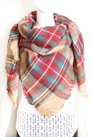 Woven Plaid Blanket Scarf