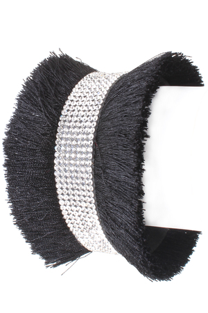 Rhinestone Studded Fur Bracelet