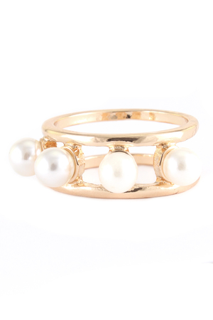 Acrylic Pearl Double Layered Ring