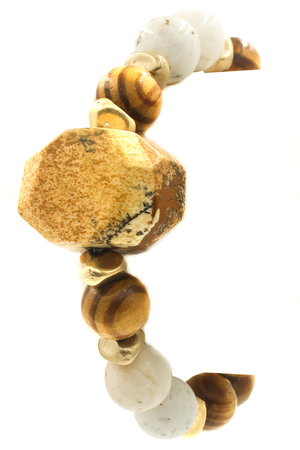 Natural Stone and Wood Bead Bracelet