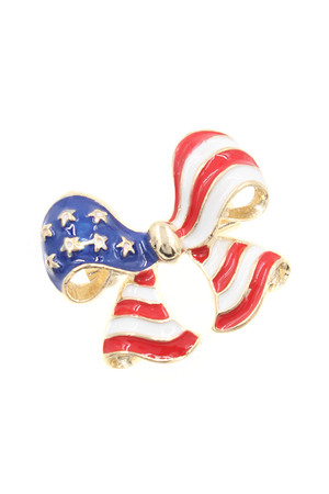 Enamel American Flag Ribbon Pin