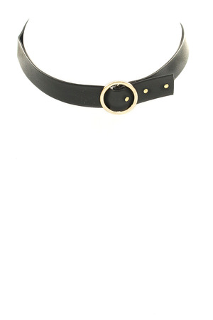 Faux Leather Studded Circle Choker Necklace