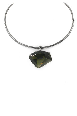 Glass Stone Metal Choker Necklace