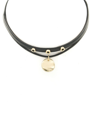 Double Layered Metal Disc Choker Necklace
