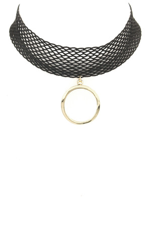 Mesh Metal Ring Choker Necklace
