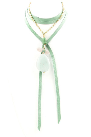 Semi-Precious Stone Pendant Lariat/Choker Necklace