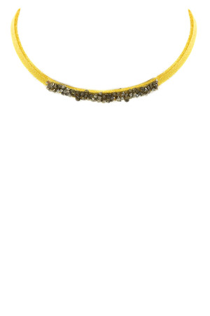 Faux Suede Rhinestone Choker Necklace