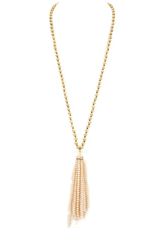Faceted Bead Tassel Necklace
