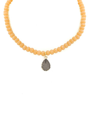 Druzy Stone Teardrop Choke Necklace