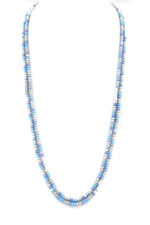 Faceted/Metal Bead Wrap Necklace