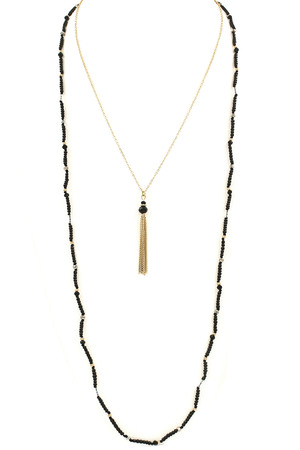 Seed Bead/Metal Tassel Necklace