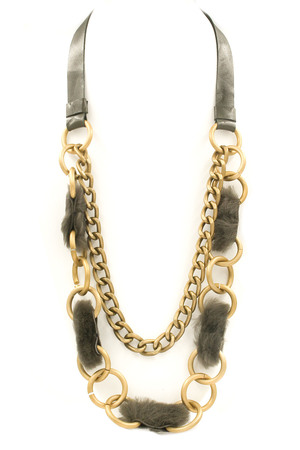 Layered Metal Ring Pull-Tie Necklace