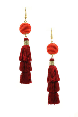 Cotton Tassel Drop Earrings