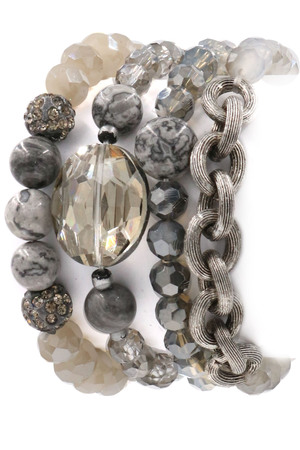 Faceted Bead Stone Bracelet Set