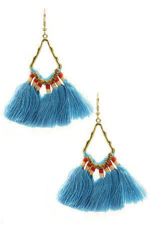 Cotton Tassel Fan Drop Earrings