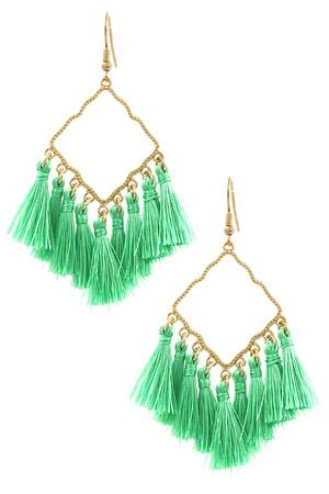 Diamond Cotton Tassel Drop Earrings