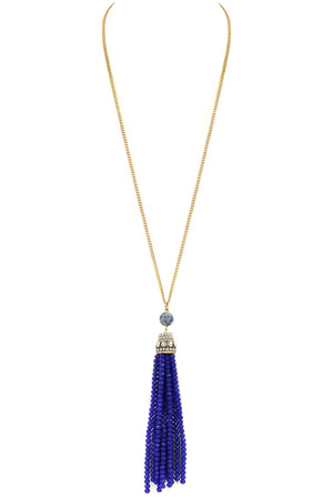 Faceted Bead Tassel Pendant Neckalce