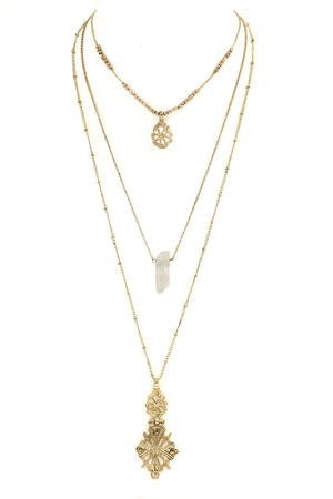 Metal Pendant Stone Crystal Necklace