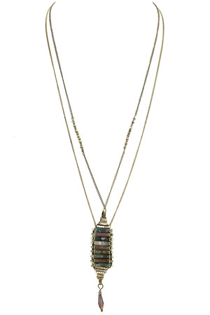 Semi-Precious Stone Bead Pendant Necklace