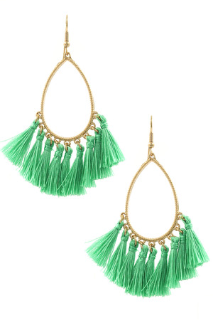 Teardrop Cotton Tassel Earrings