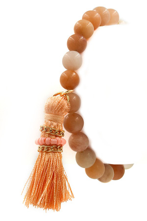 Semi-Precious Stone Cotton Tassel Bracelet