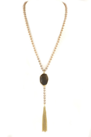 Semi-Precious Stone Faceted Bead Y Necklace
