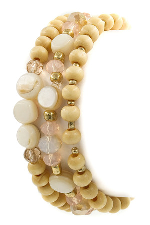 Wood/Stone/Faceted Bead Bracelet