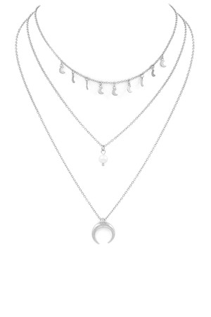 Metal Crescent Charm Pendant Necklace
