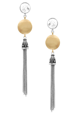 Metal Coin Tassel Drop Earrings