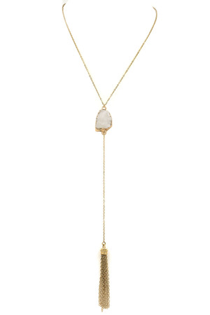 Druzy Stone 'Y' Drop Necklace