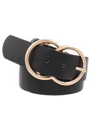 Faux Leather Metal Ring Belt