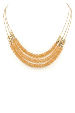 Layered Glass/Metal Cube Bead Necklace