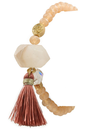 Glass Bead Tassel Pull Tie Bracelet