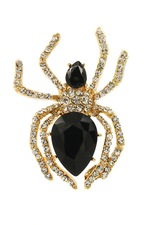 Rhinestone Studded Spider Pin