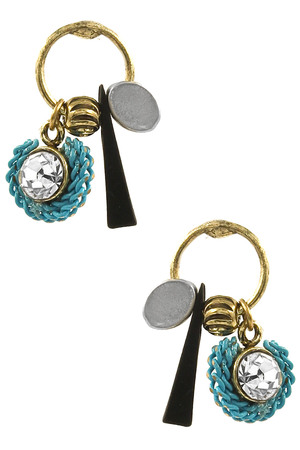 Metal Ring Glass Stone Charm Earring