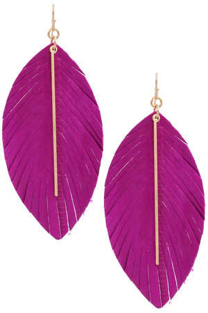 Genuine Leather Feather Earrings