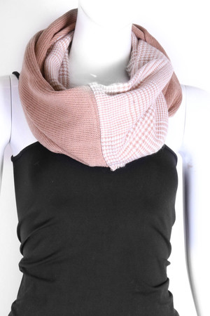 Checkered Knit Infinity Scarf
