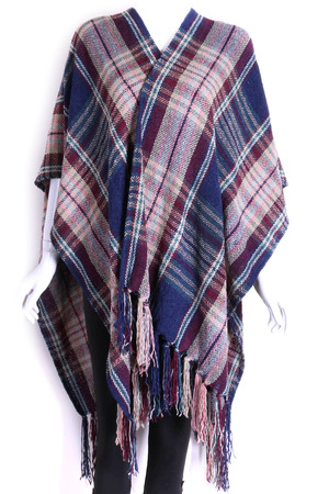 Knit Plaid Ruana