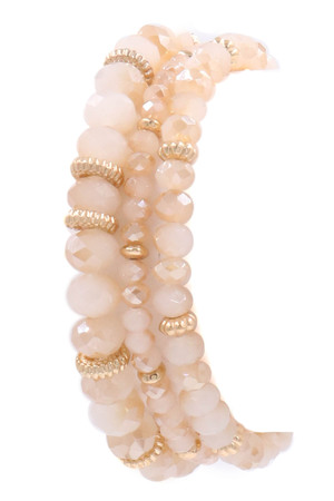 Faceted Glass Bead Stretch Bracelet Set