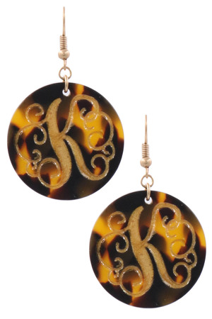 Tortoise Disc Monogram Earrings