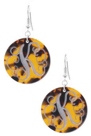 Tortoise Disc Monogram Earrings