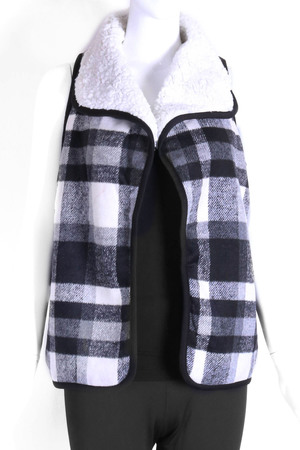 Plaid Faux Fur Vest