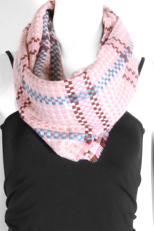 Knit Plaid Infinity Scarf