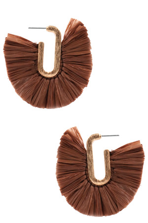 Raffia Fan Metal Earrings