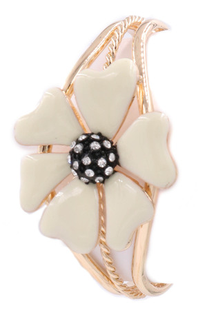 Rhinestone Enamel Flower Cuff Bracelet