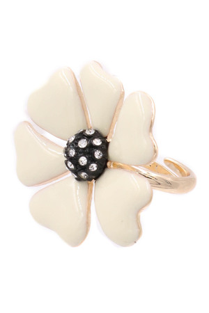 Rhinestone Enamel Flower Ring